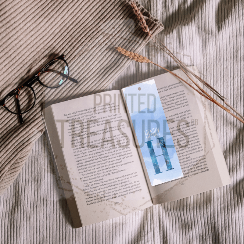 Blue Galaxy Initial Bookmark - Printed Treasures
