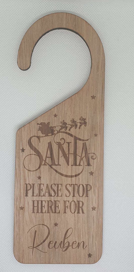 Engraved Santa Stop Here Sign - Personalised - Printed Treasures