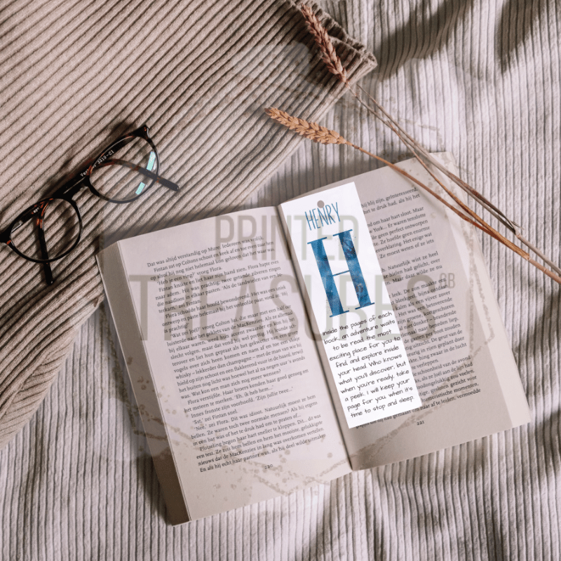 Personalised Galaxy Bookmark with Poem – Custom Initial Gift - Printed Treasures