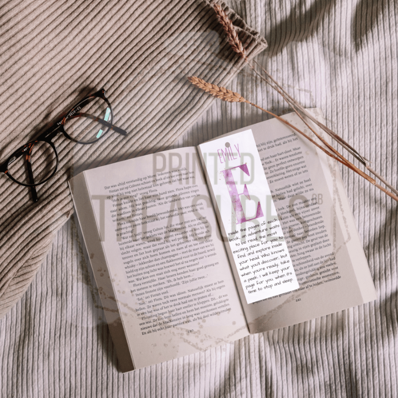 Pink Galaxy Initial Bookmark with Poem - Printed Treasures