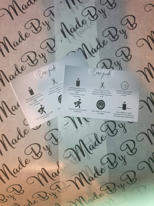 Candle Care Card - Printed Treasures
