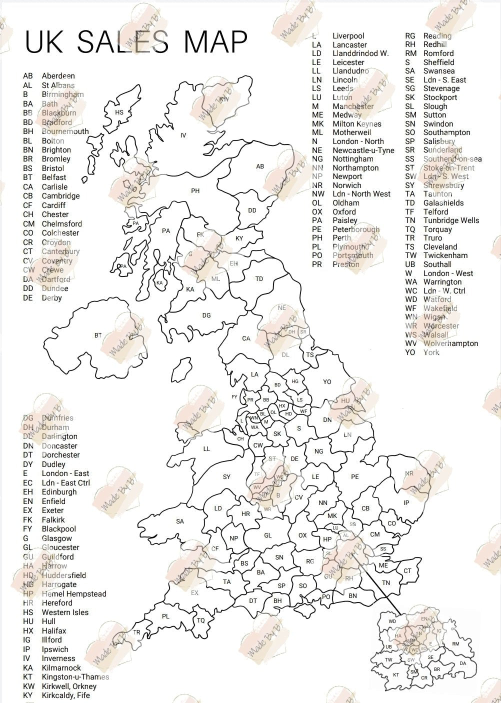 UK Sales Map - Digital Download - Printed Treasures